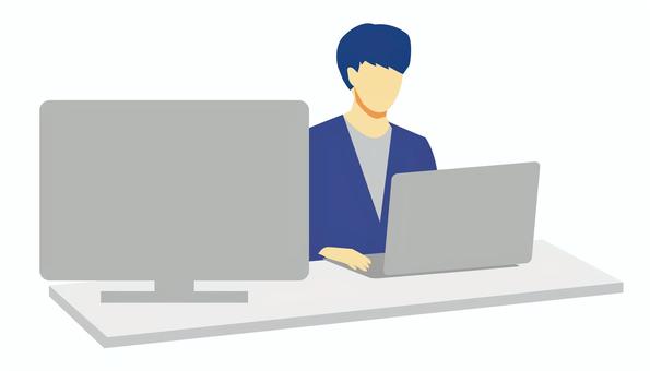 人物男性ネットビジネス1 人物,男性,パソコン,ノートpc,ネット,ビジネス,個人,事業主,副業,自宅のイラスト素材