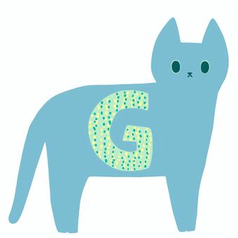 アルファベットGの描かれたネコ g,猫,アルファベット,大文字,デザイン,模様,英語,ローマ字,かわいい,白バックのイラスト素材