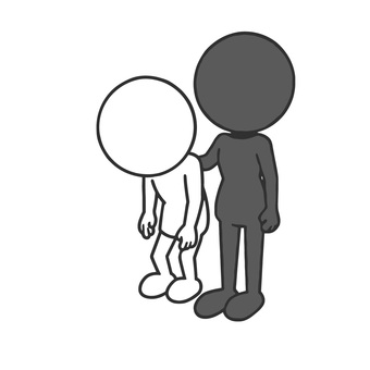 うなだれる人と慰める人 落胆,慰め,支え,感情,人間関係,友情,励まし,共感,悲しみ,悩みのイラスト素材