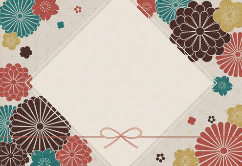 和の花柄の背景の年賀状デザイン 和柄,菊,桜,梅,洗練,背景,フレーム,花柄,日本,和のイラスト素材