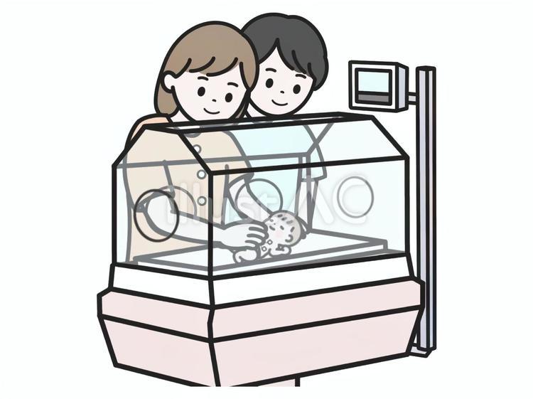 保育器／赤ちゃん／両親 保育器,赤ちゃん,両親のイラスト素材