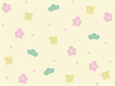 正月パターン背景_梅 黄色 正月,年末,年始,1月,和柄,パターン,背景,壁紙,梅,松のイラスト素材