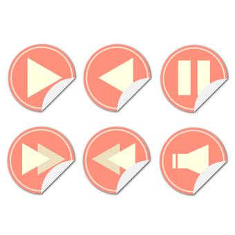 動画の再生、一時停止アイコン 再生,停止,早送り,巻き戻し,音量,アイコン,マークのイラスト素材