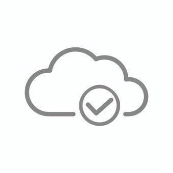 クラウド・チェックマーク（グレー） クラウド,クラウドサービス,アイコン,チェックマーク,完了,雲,グレー,シンプル,uiデザイン,ボタンのイラスト素材