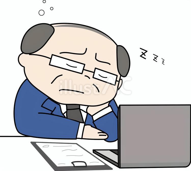 仕事中に寝るスーツの男性 仕事,事務,デスクワークのイラスト素材
