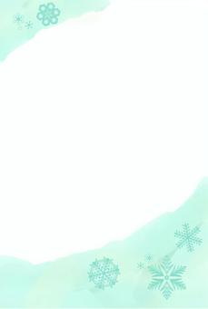 はがき用雪の結晶フレーム(緑) はがき用雪の結晶フレーム(緑) 雪の結晶,フレーム,冬,はがき,縦型,背景,寒中見舞い,シンプル,上品,冷たいのイラスト素材