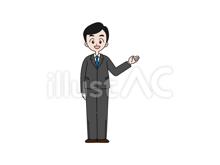 案内をしている男性　スーツ姿 案内,スーツ,スーツ姿のイラスト素材