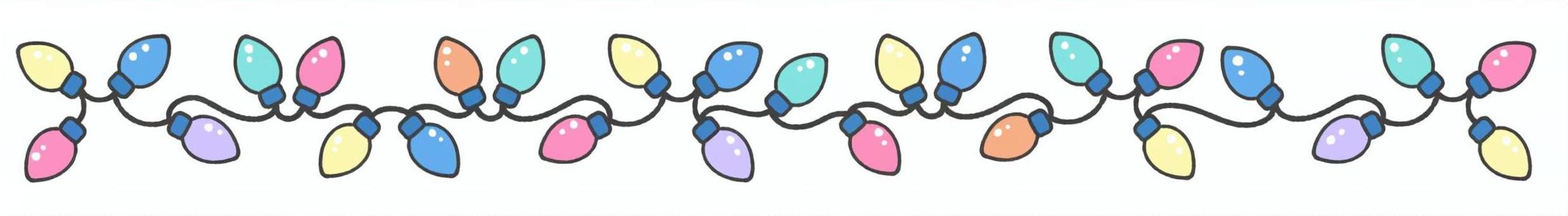 クリスマスの手描きライン素材5 クリスマス,ライン,電飾,飾り,ライト,手描き,かわいい,電球,12月,カラフルのイラスト素材