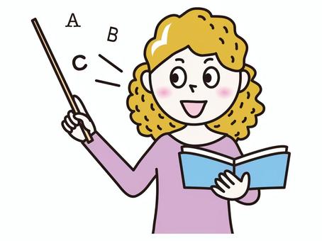 外国人講師 外国人講師 人物,講師,先生,外国人,指示棒,英語講師のイラスト素材