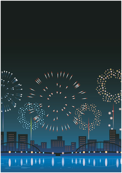 都会の花火背景 花火,花火大会,夏,夜,夏季,夏休み,お盆,祭り,7月,8月のイラスト素材