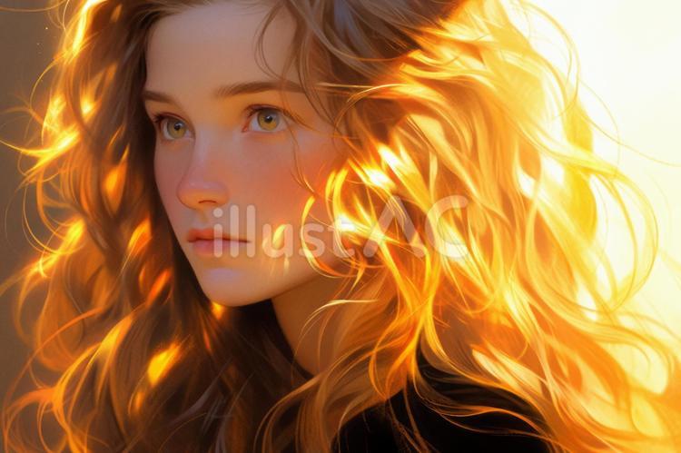茶色の瞳の女性 女性,光,かわいいのイラスト素材