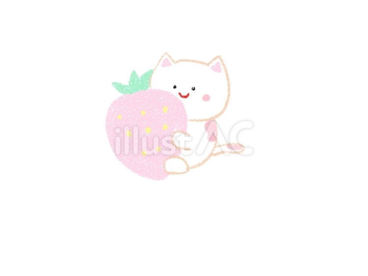 いちごとネコ 苺,ネコ,ピンクのイラスト素材