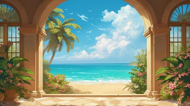 Illustration, natural, sea, arch, 