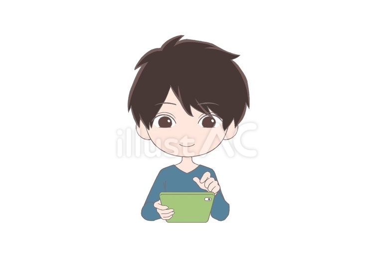 タブレットを操作する男性 タブレット,男性,操作のイラスト素材