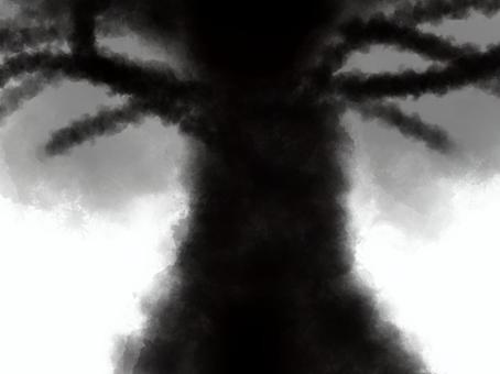 もやもや大木 大木,見上げる,手描き,ホラー,白黒,圧迫感,怖い,ゲーム,水彩,もやもやのイラスト素材