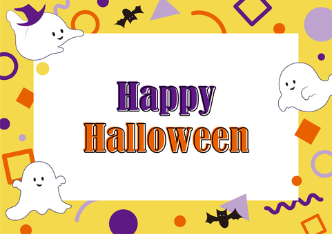 ハロウィンのおばけフレーム 08 ハロウィン,おばけ,コウモリ,秋,フレーム,枠,タイトル,背景,お知らせ,行事のイラスト素材