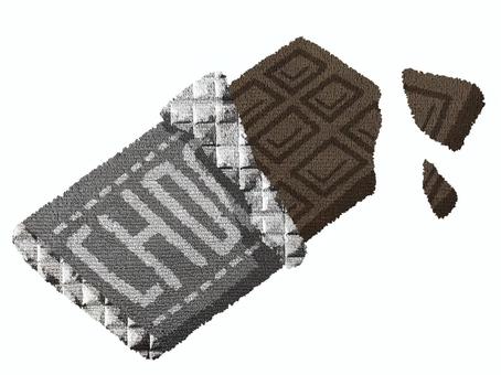 布生地ワッペン風なブラックチョコレート チョコレート,板チョコ,食べ物,菓子,バレンタイン,バレンタインデー,チョコ,甘い,欠け,割れのイラスト素材