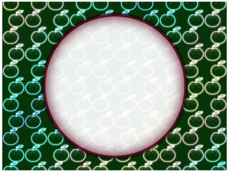 梨のフレ−ム　ネオン 梨,なし,フレ−ム,ポストカード,メッセージカード,ネオン,グラデーション,パステルカラー,深緑,えんじ色のイラスト素材