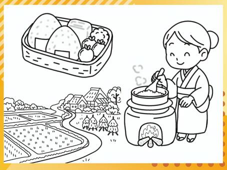 日本の風景　０１　ぬりえ ぬりえ,かわいい,日本,風景,趣味のイラスト素材