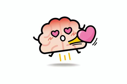 脳みそさん★一目惚れ ハート,脳みそ,恋,ドキドキ,一目惚れ,飛び出す,脳,心臓のイラスト素材