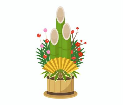 門松,フラットイラスト シンプル,デザイン,ベクター,フラット,アイコン,お正月,賀正,めでたい,新年,和のイラスト素材