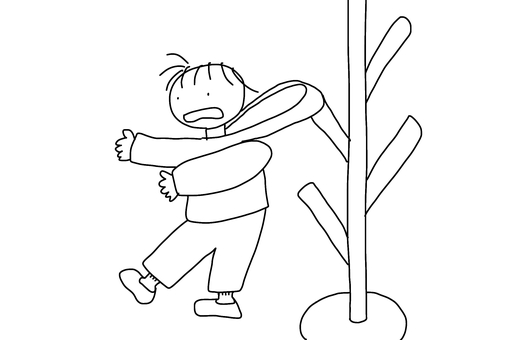 フードが引っかかる フードが引っかかる フード,引っかかる,危険,洋服,子ども,幼児,保育園,幼稚園,こども園のイラスト素材