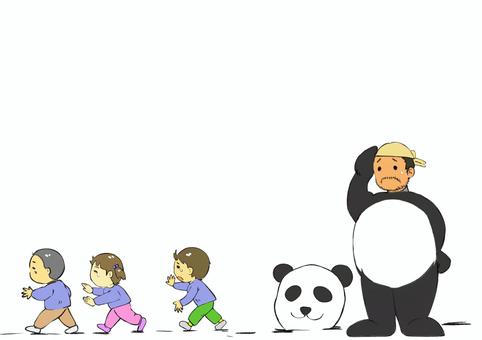 パンダのメッセージカード パンダ,着ぐるみ,子どもたち,アルバイト,メッセージカード,ポストカードのイラスト素材