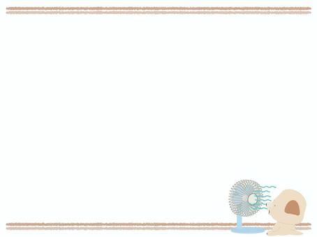 扇風機_犬 扇風機,犬,笑顔,動物,かわいい,夏,風,フレームのイラスト素材