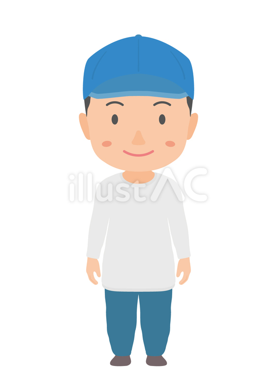 帽子をかぶった白シャツの男性 男性,帽子,カジュアルのイラスト素材
