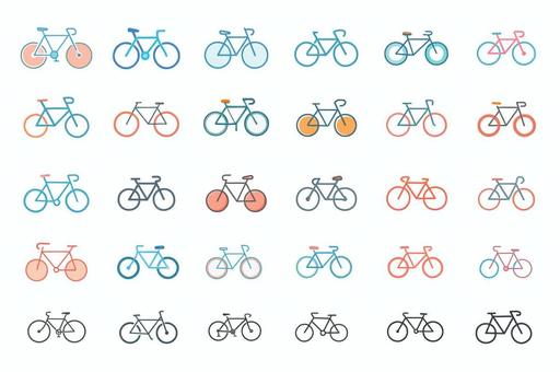 自転車のアイコンまとめ 自転車,ベクター,アイコン,ひとそろい,デザイン,サイクルのイラスト素材