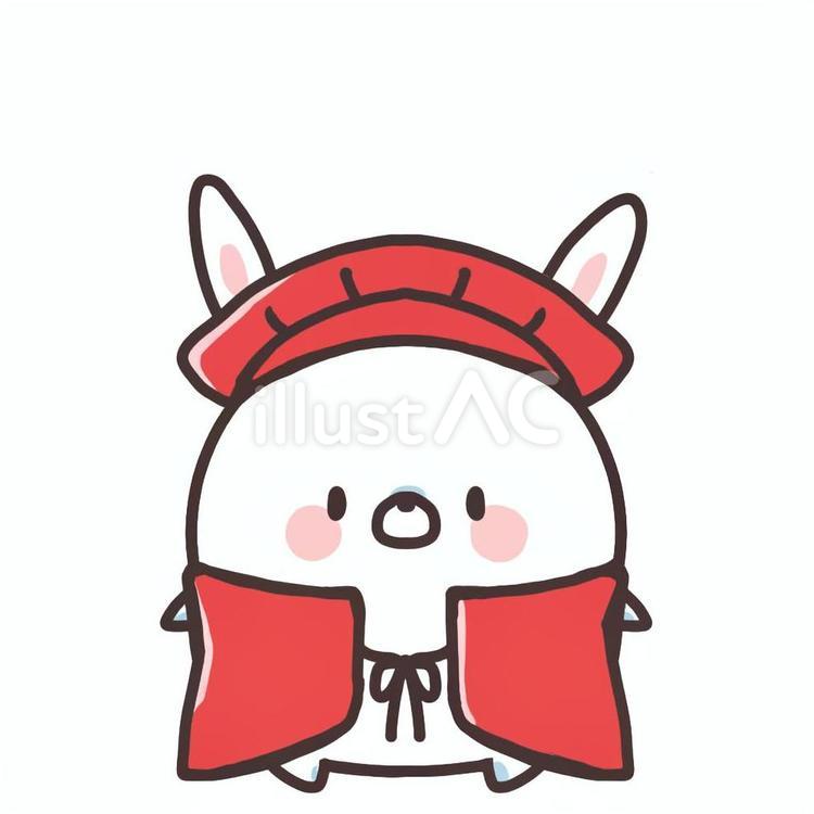赤いちゃんちゃんこ白うさぎ 兎,ちゃんちゃんこ,赤のイラスト素材