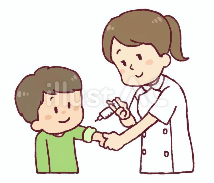 注射 予防接種,看護師,男の子のイラスト素材