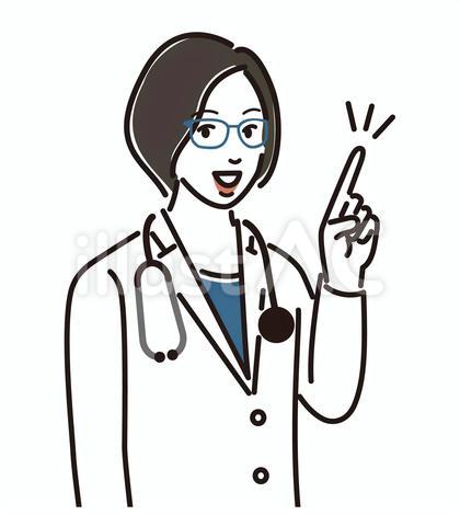 指差しポーズをする女性医師