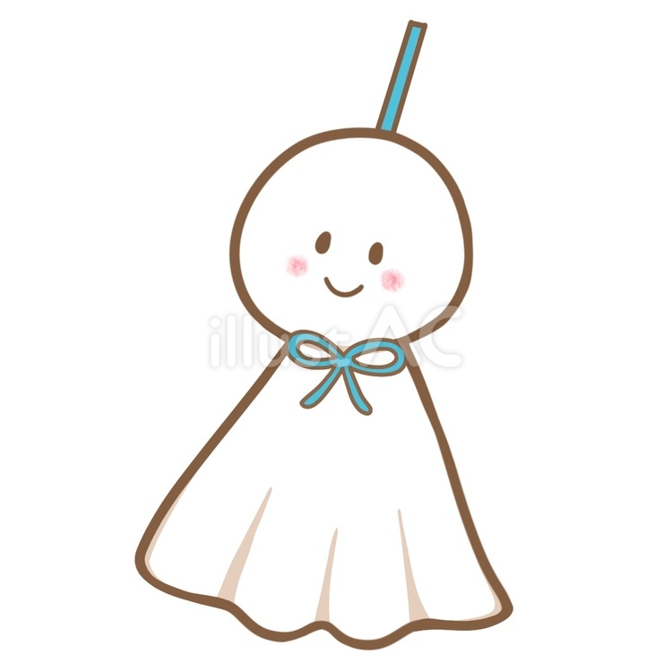 てるてる坊主のイラスト（紐あり・水色A） 梅雨,6月,てるてる坊主のイラスト素材