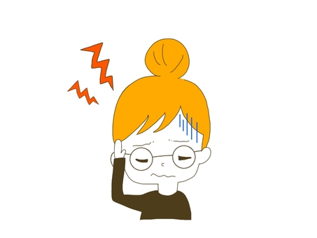 頭痛がする女性 頭痛,女の人,お団子頭,シンプル,かわいいのイラスト素材