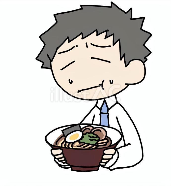 無理する男性とラーメン 男性,無理,ラーメンのイラスト素材