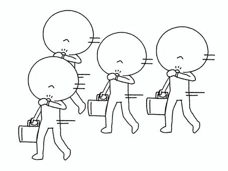 急ぐシルエット 急ぐシルエット シルエット,急ぐ,時計,通勤,イメージ,お知らせ用,宣伝用,pop調,手描き,挿絵のイラスト素材