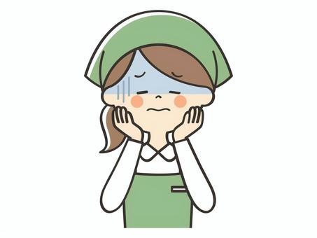 ショックを受ける女性店員 ショックを受ける女性店員 困る,不安,悩む,落ち込む,不調,ガーン,ショック,失敗,緊張,店員のイラスト素材