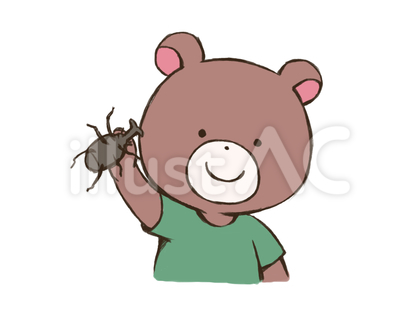 カブトムシを持つクマ