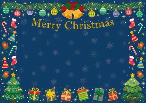 楽しいクリスマス★フレーム2 クリスマス,クリスマスツリー,プレゼント,飾り,フレーム,オーナメント,ヒイラギ,リボン,もみの木,葉っぱのイラスト素材