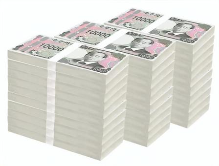お札のイラスト　札束　一万円札１０束×３ お札,一万円,新紙幣,札束,お金,通貨,日本円,経済,貯蓄,渋沢栄一のイラスト素材