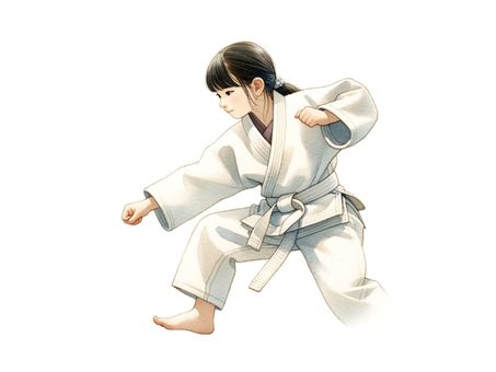 Girl practicing karate⑤, , JPG, PNG and AI