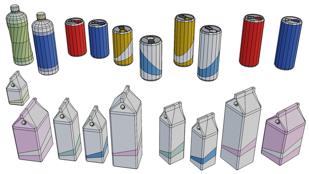 缶　ペットボトル　パック飲料 缶,ペットボトル,ボトル,パック,ドリンク,ジュース,飲み物,飲料,缶飲料,パック飲料のイラスト素材