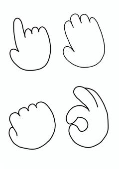 手描き手のアイコン〜白〜 手,セット,指さし,手のひら,オッケー,グーのイラスト素材