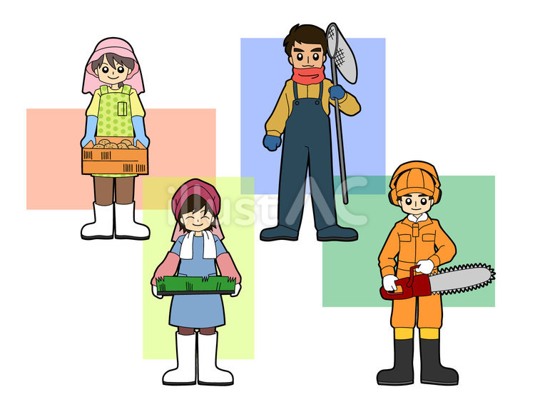 第一次産業セット 第一次産業,農業,漁業のイラスト素材