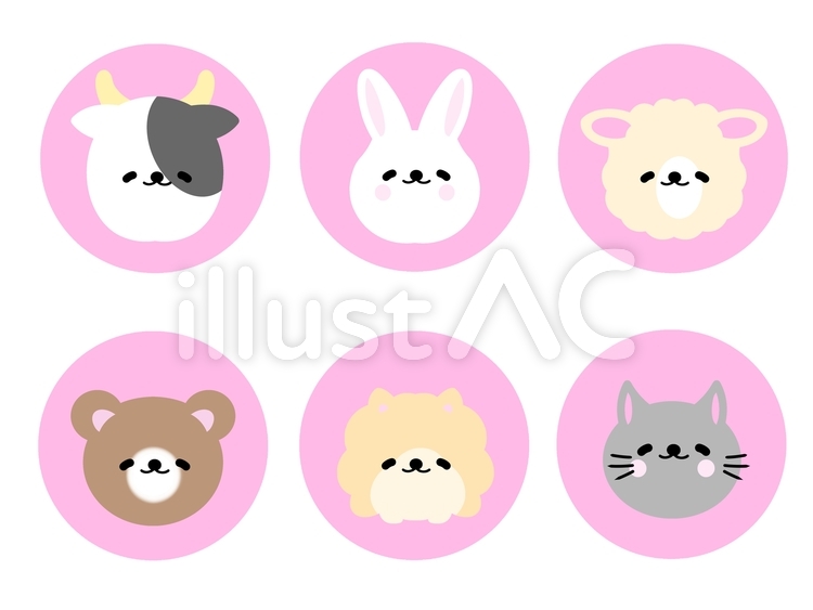 動物　イラストアイコンセット 動物,アイコン,セットのイラスト素材