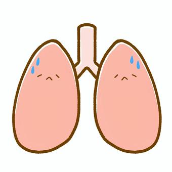 かわいい臓器•元気がない肺 肺,臓器,内臓,医療,元気がない,不健康,悪い,シンプル,かわいい,ゆるいのイラスト素材