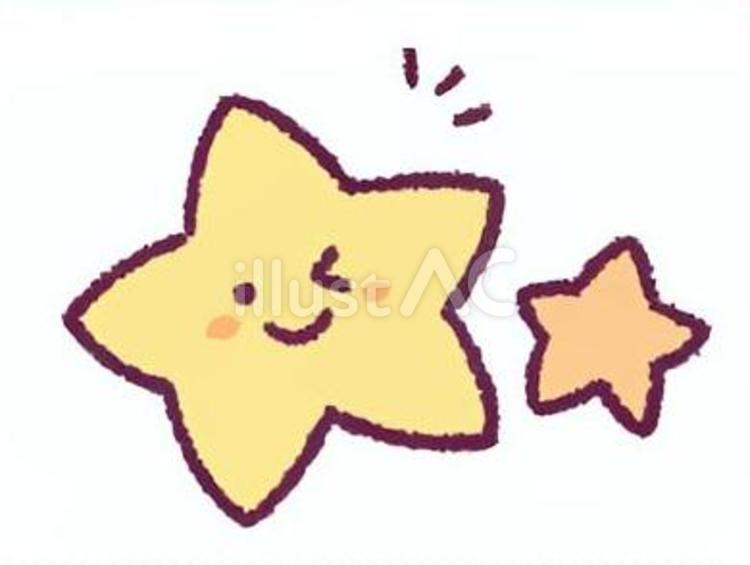 星の手描きイラスト 星,ウインク,手描きのイラスト素材