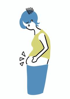 ぽっこりお腹の女性 太い,ウエスト,ダイエット,ポッコリお腹,女性,シンプル,ラフタッチ,手書き風,イラスト,ベクターのイラスト素材