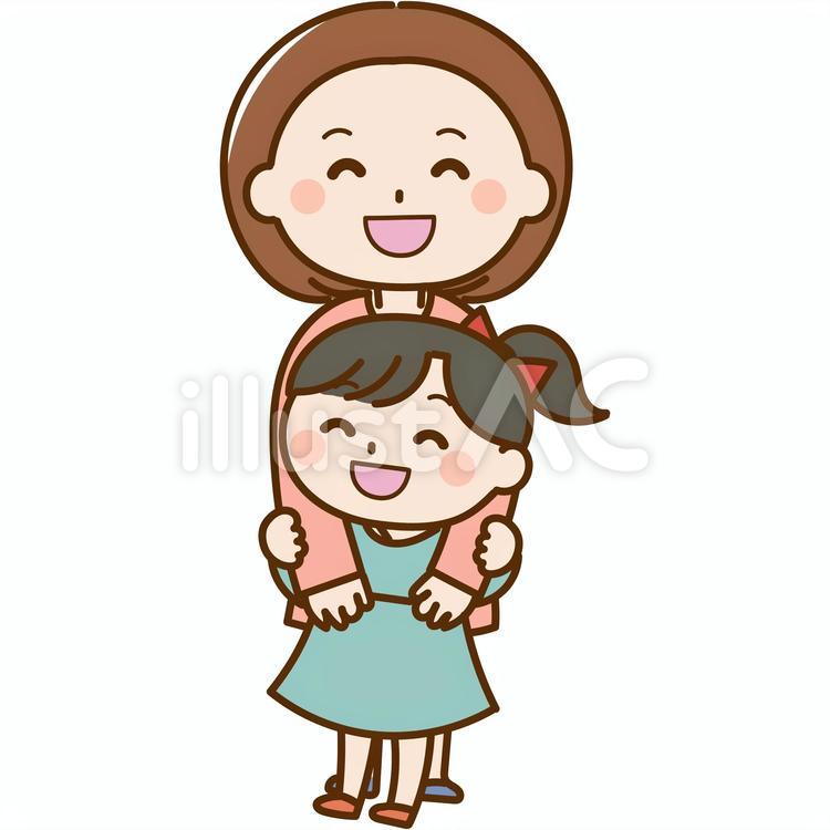 お母さんに甘える女の子 女の子,娘,子供のイラスト素材